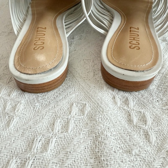 SCHUTZ Rosalyn Point Toe White Woven Mules - Picture 4 of 7
